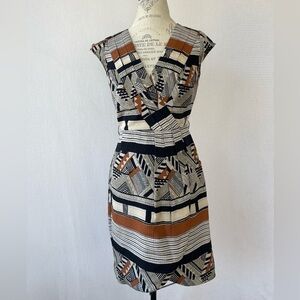 Tracy Reese brown, cream, and and black Silk Dress